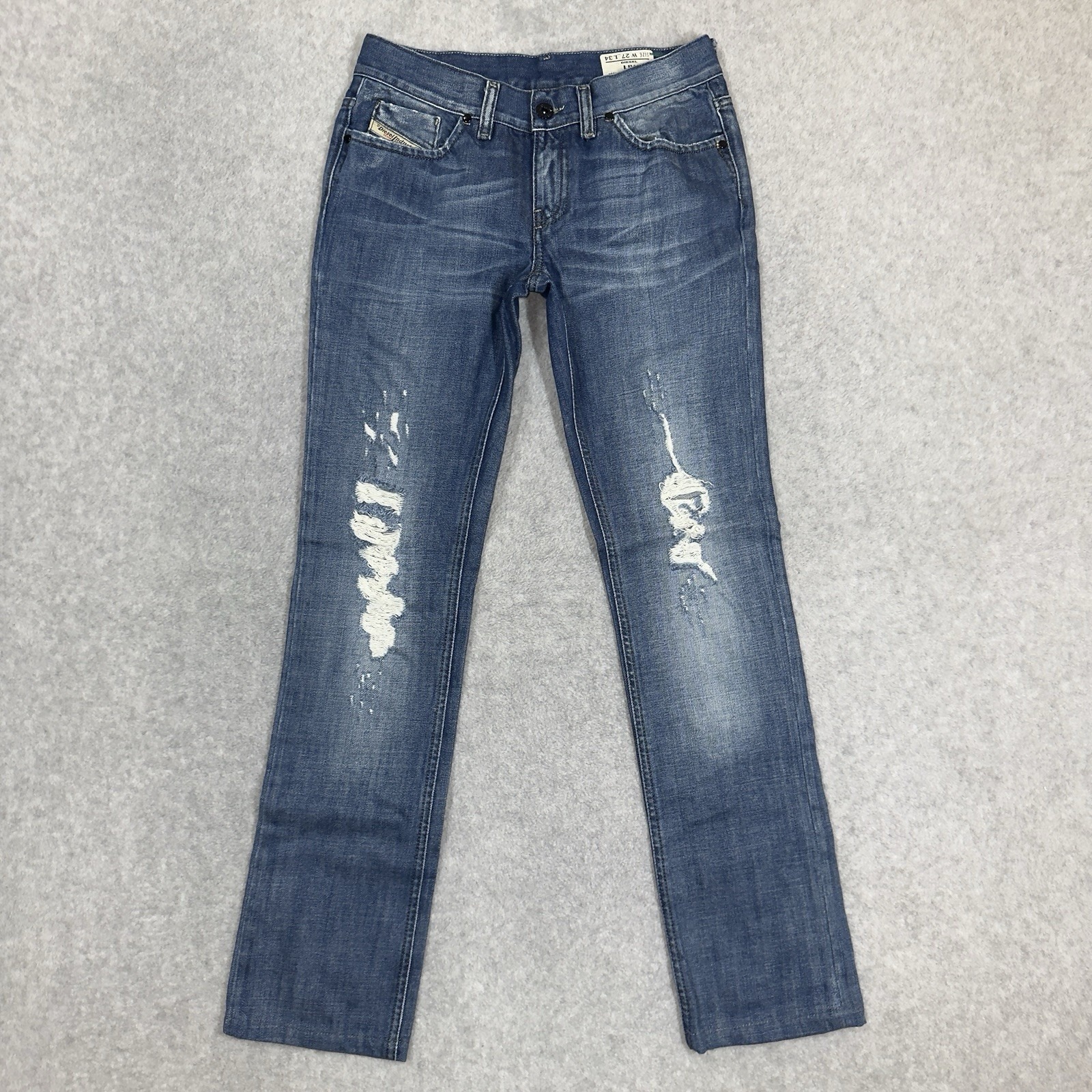 Diesel Jeans Womens 27x31 Liv Low Rise Slim Straight Sequin Embellished Hemmed